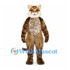 Leopard Mascot Costume with White Cheek Fur and Spotted Belly