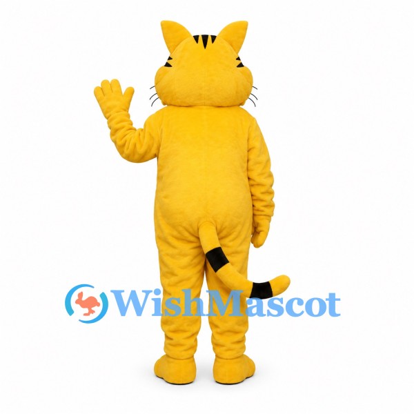 Cat Mascot Costume in Yellow with Black Tail Stripes