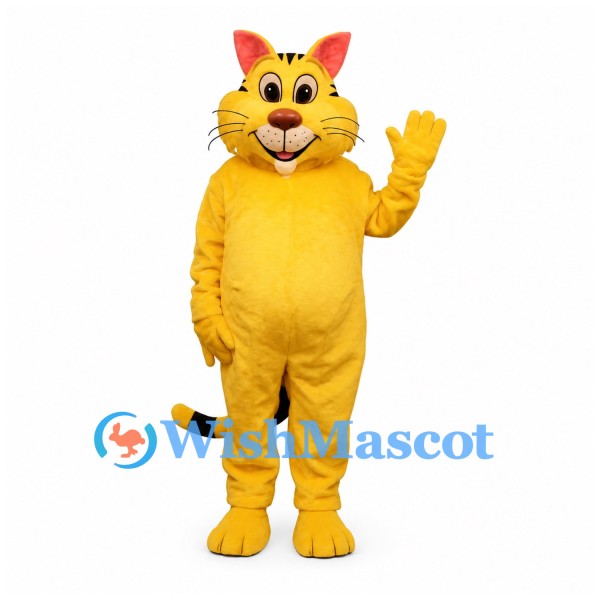 Cat Mascot Costume in Yellow with Black Tail Stripes