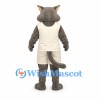 Cat Mascot Costume in Gray with White Athletic Shirt and Shorts