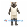 Cat Mascot Costume in Gray with White Athletic Shirt and Shorts