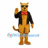 Cat Mascot Costume with Black Tailcoat and Red Bow Tie