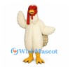 Rooster Mascot Costume in Cream with Red Comb and Fan Tail