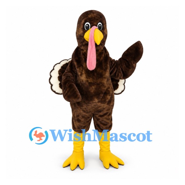 Turkey Mascot Costume in Brown with Large Fan Tail