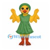 Duck Mascot Costume with Green Dress and Matching Hat