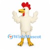 Rooster Mascot Costume in White with Red Comb and Yellow Feet