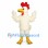 Rooster Mascot Costume in White with Red Comb and Yellow Feet