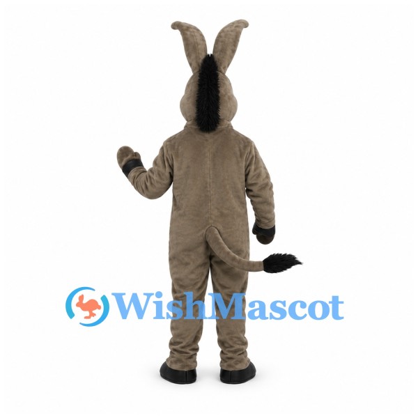 Donkey Mascot Costume in Gray with Black Mane and White Belly