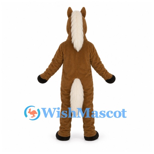 Horse Mascot Costume in Brown with White Mane and Tail