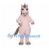Horse Mascot Costume in Pink with Gray Mane and Tail