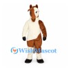 Horse Mascot Costume in Brown and Cream with Patchwork Body