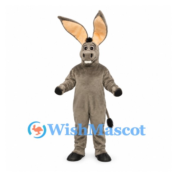 Donkey Mascot Costume in Gray with Oversized Ears