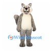 Wolf Mascot Costume in Gray with White Belly and Bushy Tail