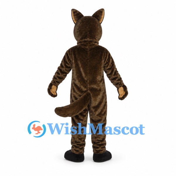 Wolf Mascot Costume in Dark Brown with Cream Cheeks