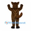 Werewolf Mascot Costume in Brown with Open Mouth and White Fangs