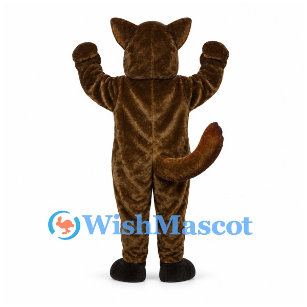Werewolf Mascot Costume in Brown with Open Mouth and White Fangs