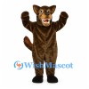 Werewolf Mascot Costume in Brown with Open Mouth and White Fangs