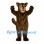 Werewolf Mascot Costume in Brown with Open Mouth and White Fangs