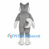 Husky Dog Mascot Costume in Gray and White with Curled Tail