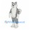 Husky Dog Mascot Costume in Gray and White with Curled Tail