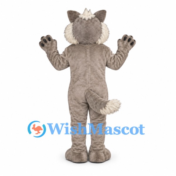 Werewolf Mascot Costume in Gray with White Belly and Fangs