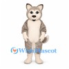 Husky Dog Mascot Costume in Gray with Cream Belly and Curled Tail