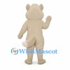 Wolf Mascot Costume in Cream with White Belly and Long Tail