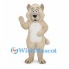 Wolf Mascot Costume in Cream with White Belly and Long Tail