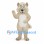 Wolf Mascot Costume in Cream with White Belly and Long Tail