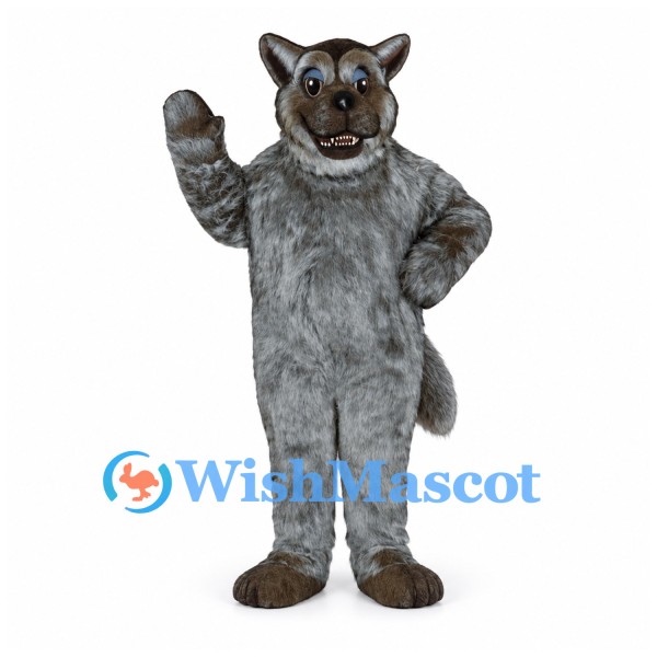 Werewolf Mascot Costume in Dark Gray with Shaggy Fur
