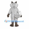 Wolf Mascot Costume in Gray with White Chest and Bushy Cheeks
