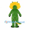 Dinosaur Mascot Costume in Green with Yellow Frill and Belly