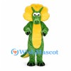 Dinosaur Mascot Costume in Green with Yellow Frill and Belly