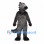 Dinosaur Mascot Costume in Black with Gray Chest and Sharp Teeth