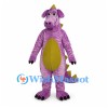 Dragon Mascot Costume in Purple with Gold Belly and Back Spikes