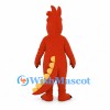 Dinosaur Mascot Costume in Orange with Tall Crest and Yellow Tail Spikes