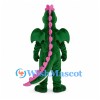 Dragon Mascot Costume in Dark Green with Pink Spines and Wings