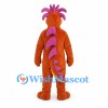 Dragon Mascot Costume in Orange with Purple Head Spikes and Tail