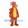 Dragon Mascot Costume in Orange with Purple Head Spikes and Tail