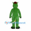 Dinosaur Mascot Costume in Green with Segmented Yellow Belly