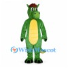 Dinosaur Mascot Costume in Green with Segmented Yellow Belly