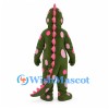 Dragon Mascot Costume in Olive Green with Pink Spots and Belly