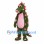 Dragon Mascot Costume in Olive Green with Pink Spots and Belly