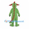 Dragon Mascot Costume in Green with Red Face and Back Spikes