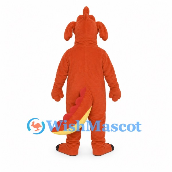 Dragon Mascot Costume in Orange with Yellow Belly and Tail