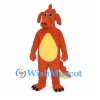 Dragon Mascot Costume in Orange with Yellow Belly and Tail