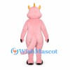 Dragon Mascot Costume in Pale Pink with Gold Horns and Black Claws