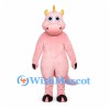 Dragon Mascot Costume in Pale Pink with Gold Horns and Black Claws