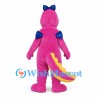 Dragon Mascot Costume in Pink with Blue Bow and Small Wings