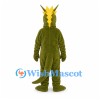 Dragon Mascot Costume in Olive Green with Yellow Horns and Spikes